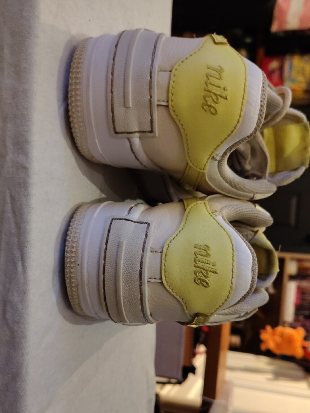Nike White Sneakers with Pale Yellow Accents - Picture 3 of 9